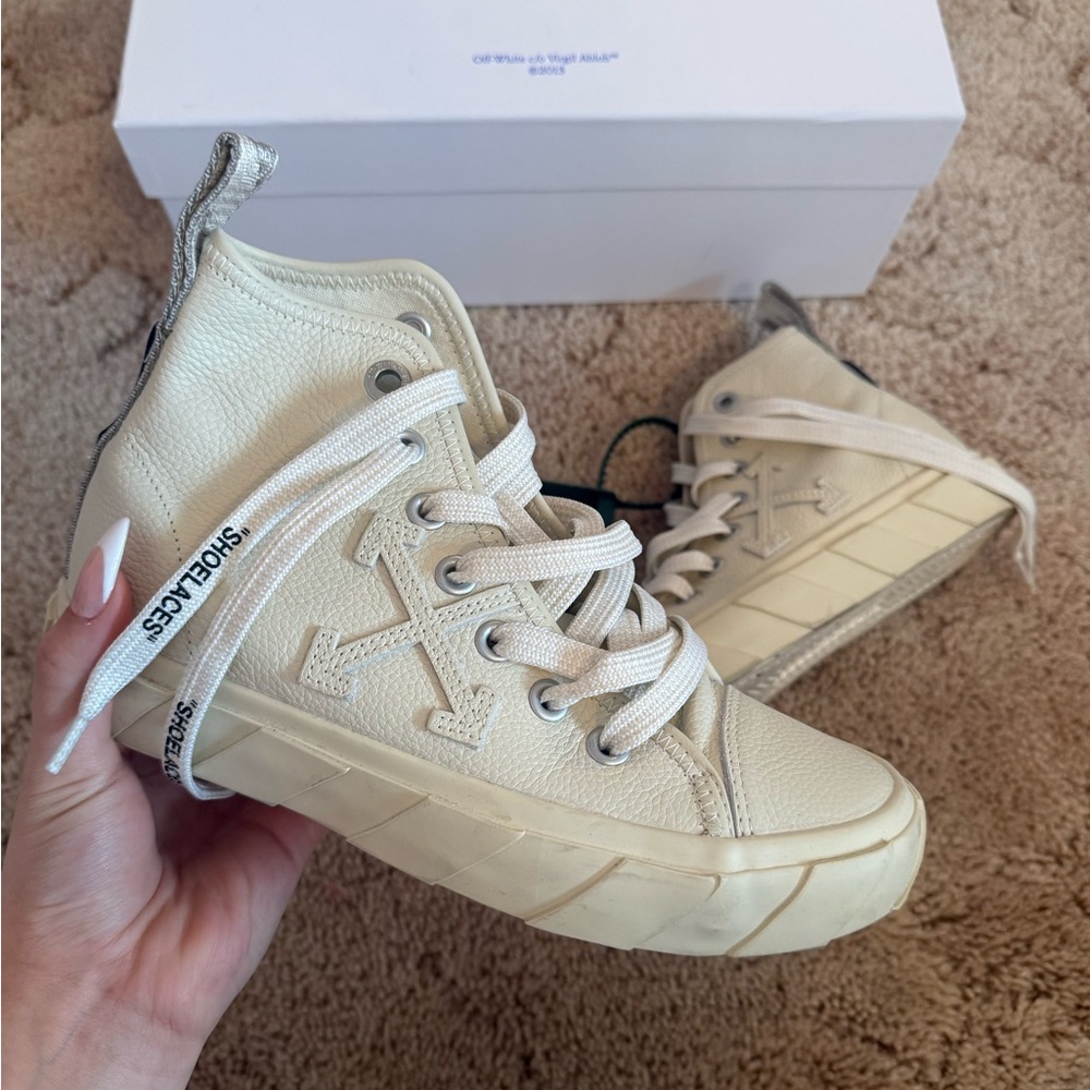 Off-White Beige High-Top Sneakers